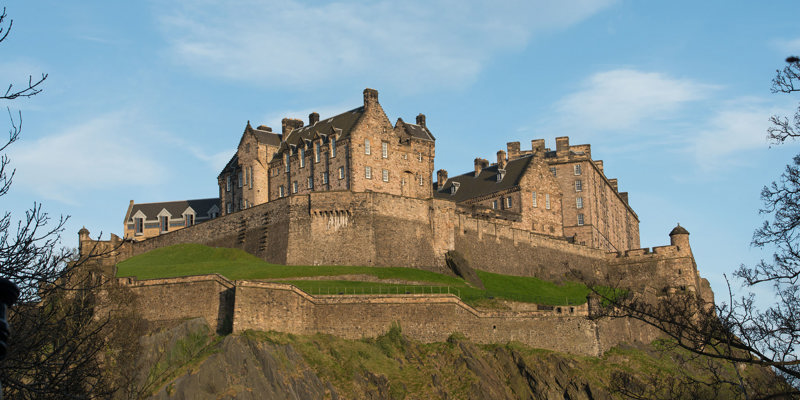 General view of Edinburgh Castle from Princes Street Gardens