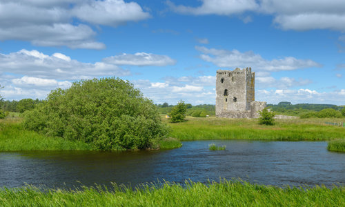 View of Threave Castle and the river Dee 