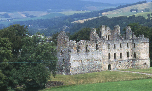 General view of Balvenie Castle from the east showing the front entrance