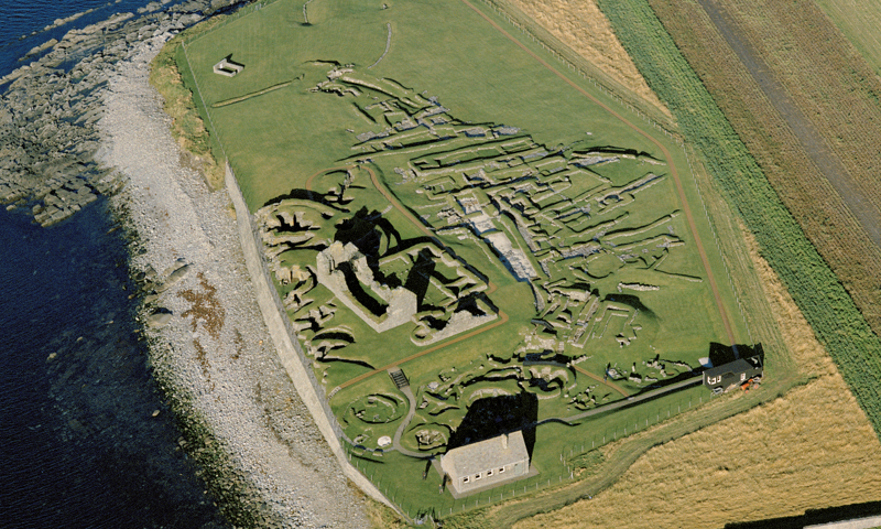 An aerial photo of a coastal Neolithic settlement 