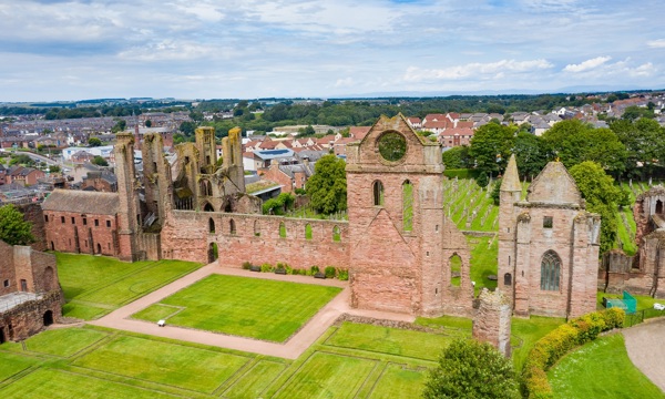 A view of Arboath Abbey from above