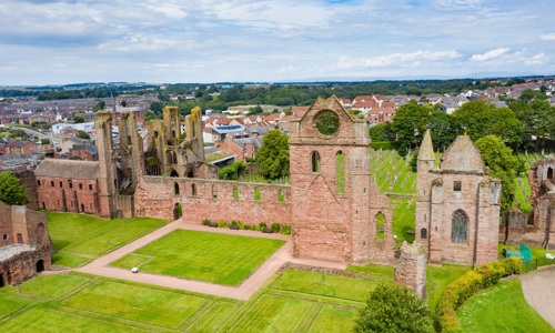 A view of Arboath Abbey from above