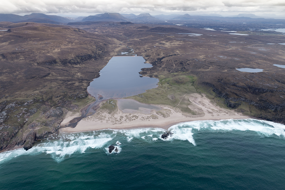 General aerial view of Sandwood Bay.