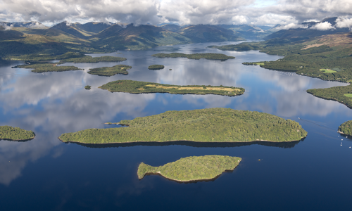 General aerial view of Loch Lomond.