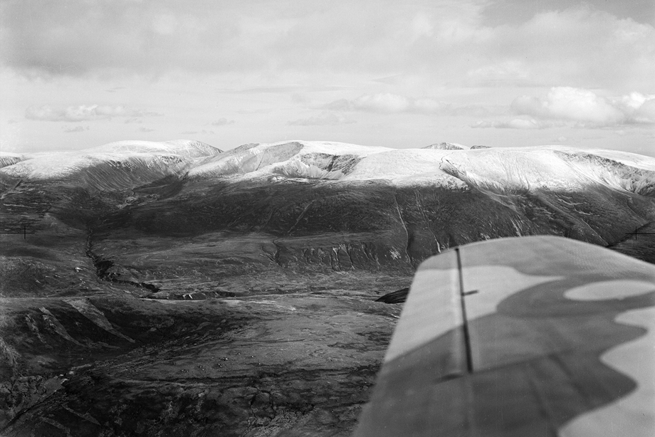 General aerial view of Cairngorm mountains.