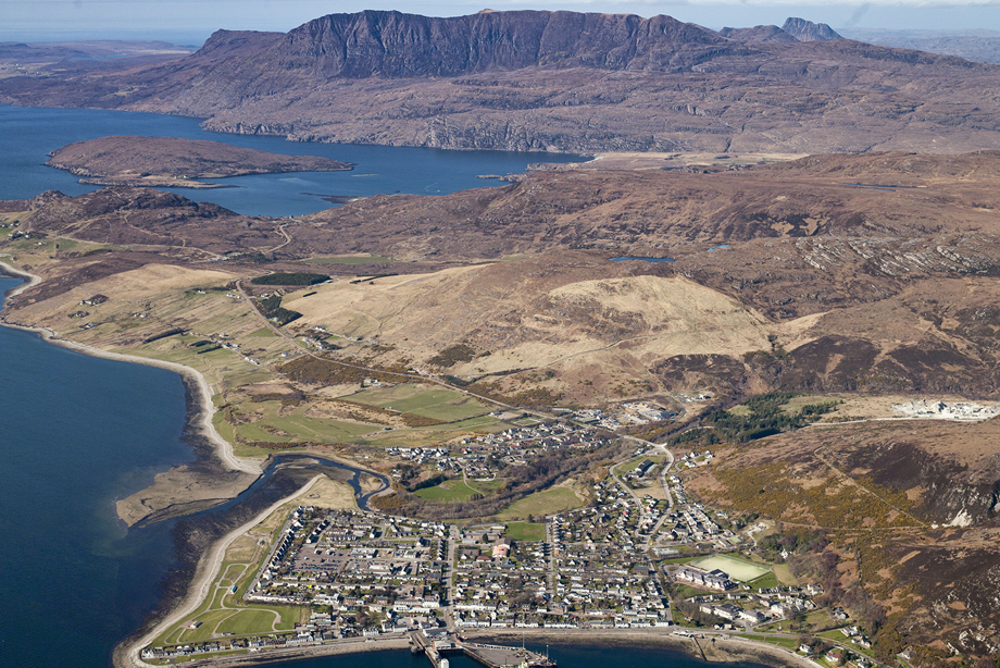 General aerial view of Ullapool.