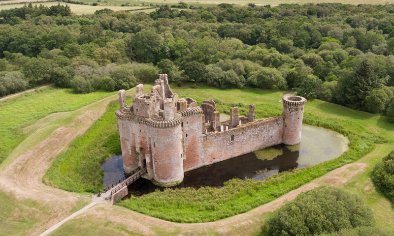 Aerial view of Caerlaverock Castle