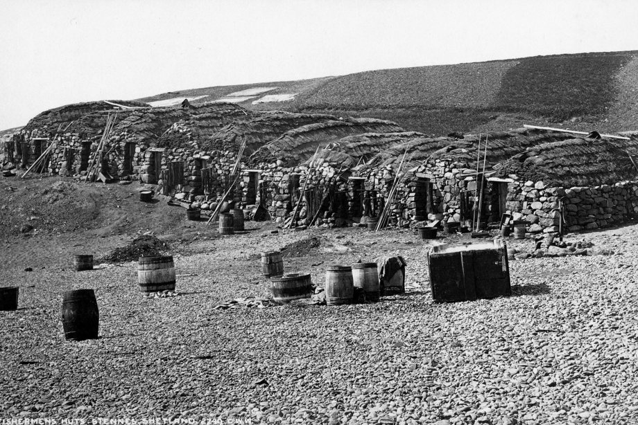 General view of the fishermen's huts, Stenness fishing station