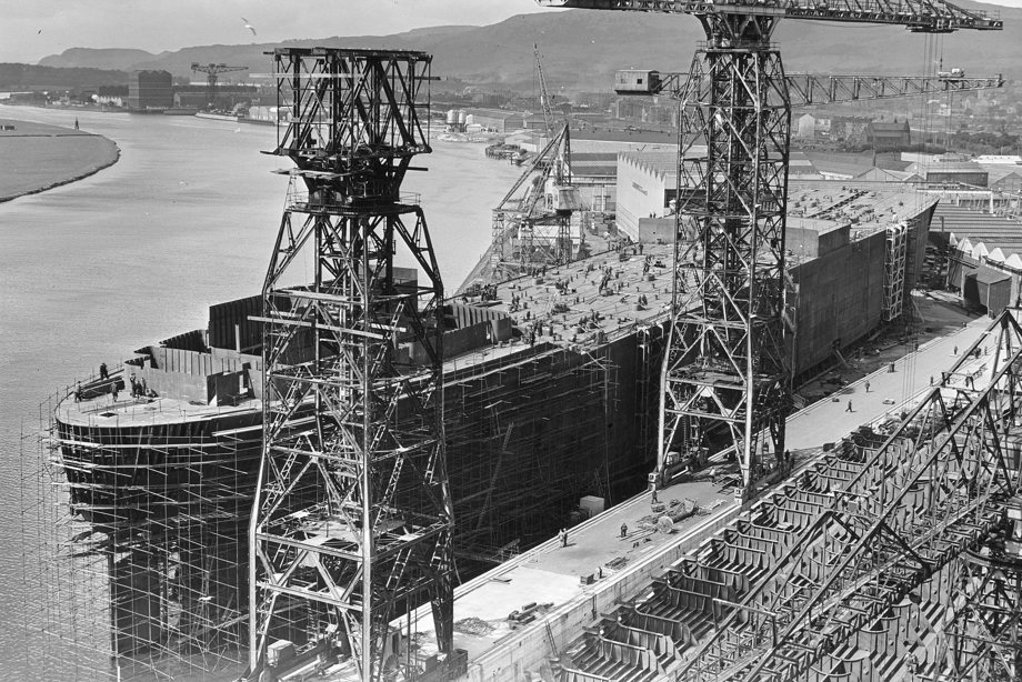 W Yard of John Brown's Shipyard, showing Tower Crane 'B' being erected, no Arrol job. no. given 1959 John Brown and Co Ltd Engineers and Shipbuilders, Clydebank