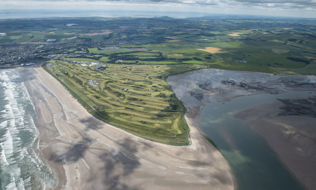 General oblique aerial view of The Old Course, looking SW