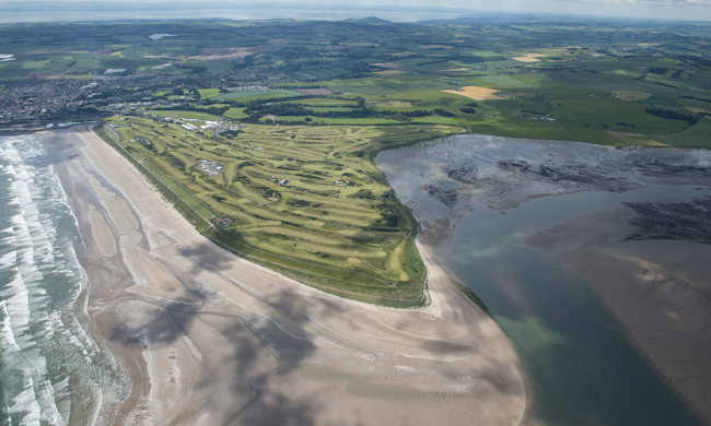 General oblique aerial view of The Old Course, looking SW