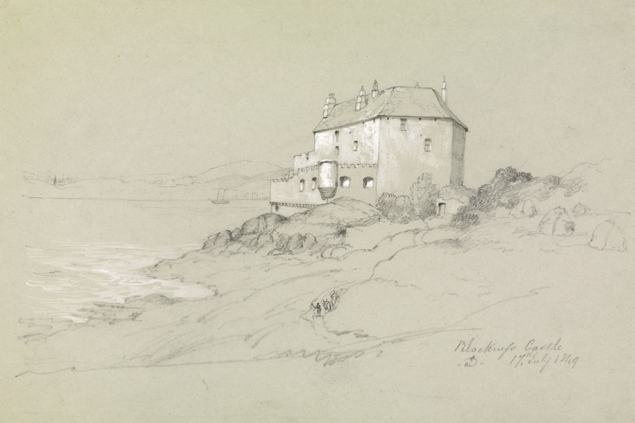 Drawing of Blackness Castle showing view from SW. Titled: 'Blackness Castle, D. 17th July 1849'