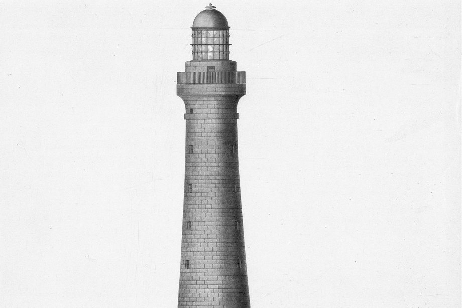 Engraving showing elevation of Skerryvore Lighthouse, Tiree