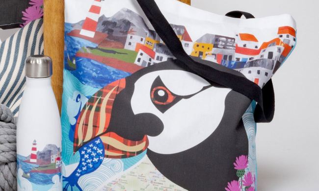 Puffin bag and water bottle