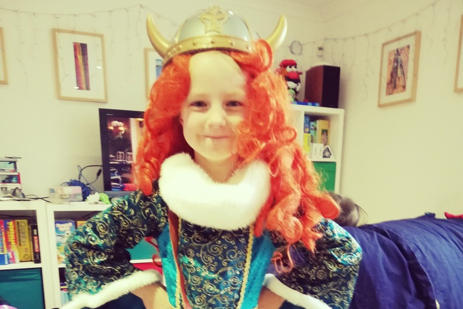Girl dressed up as a Queen Viking