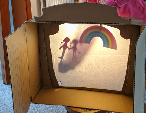 Puppet theatre made from a cardboard boxes