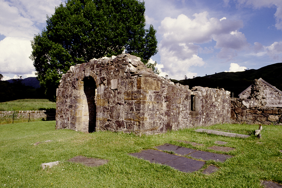 A small ruined and roofless building
