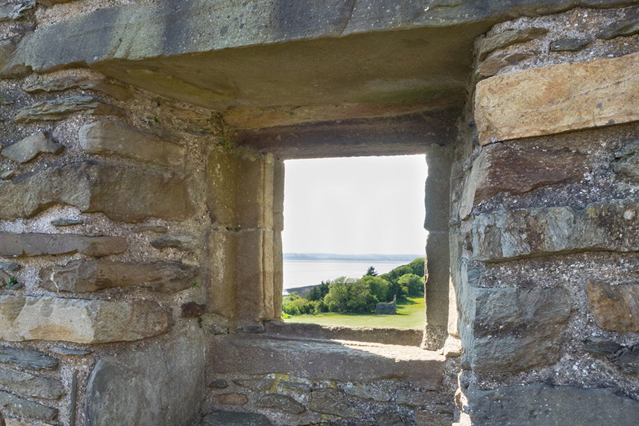 An open window in a castle wall