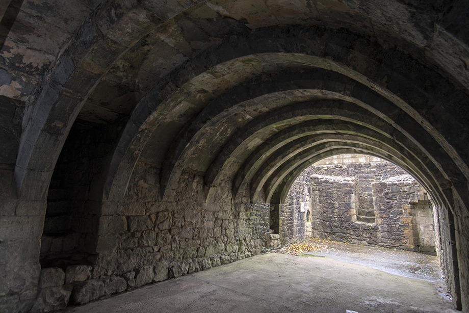 A gateway with an arched ceiling