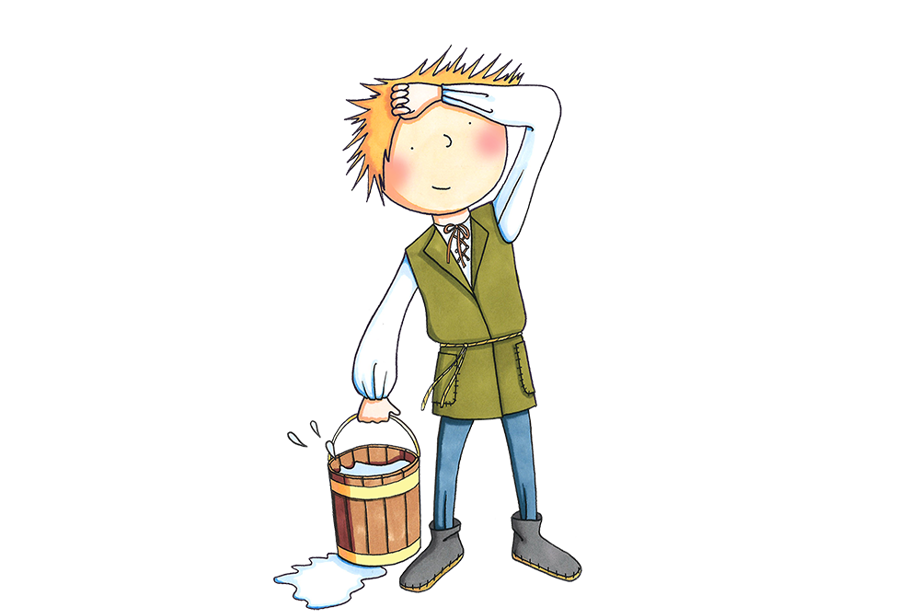 An illustration of a person holding a bucket