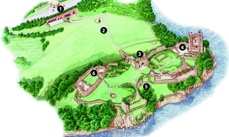 Image of one-way numbered route map for Urquhart Castle