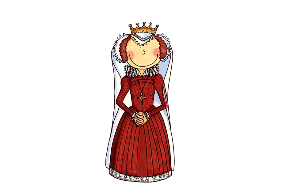 An illustration of Mary Queen of Scots wearing a crown