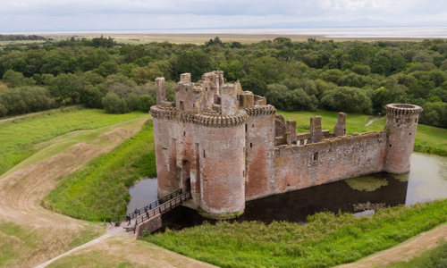 Aerial view of Caerlaverock Castle