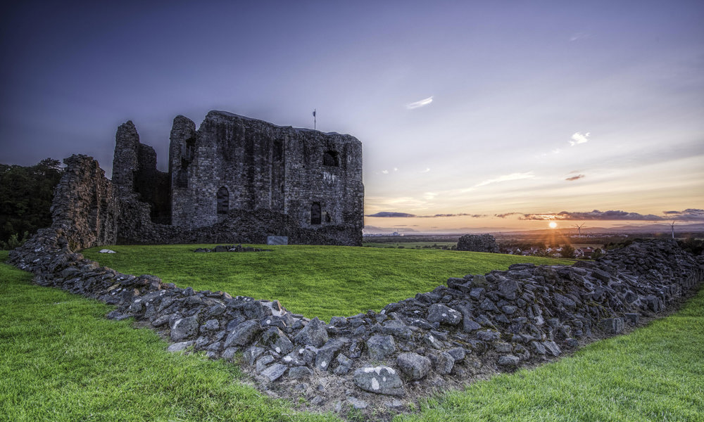 Dundonald Castle at sunset