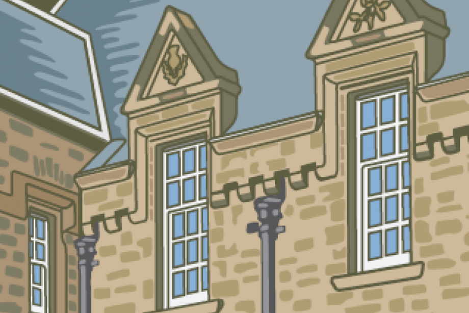 An illustration of castle windows