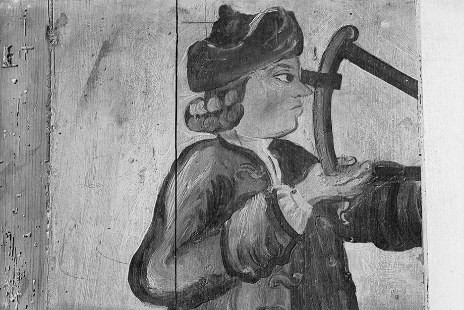 Oil painting from Crail Parish Church showing a sailor with astrolobe.