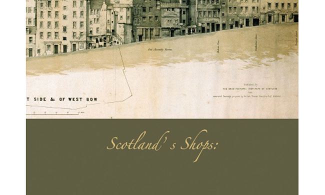 An illustrated cover of the Scotland's shops book