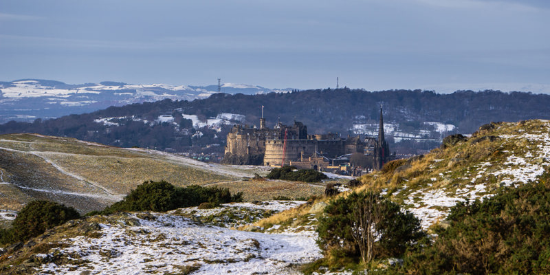 General view of Holyrood Park and Edinburgh Castle