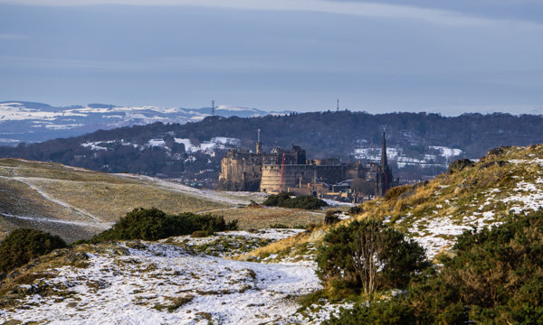 General view of Holyrood Park and Edinburgh Castle