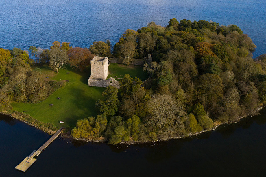 Aerial view of Lochleven Castle