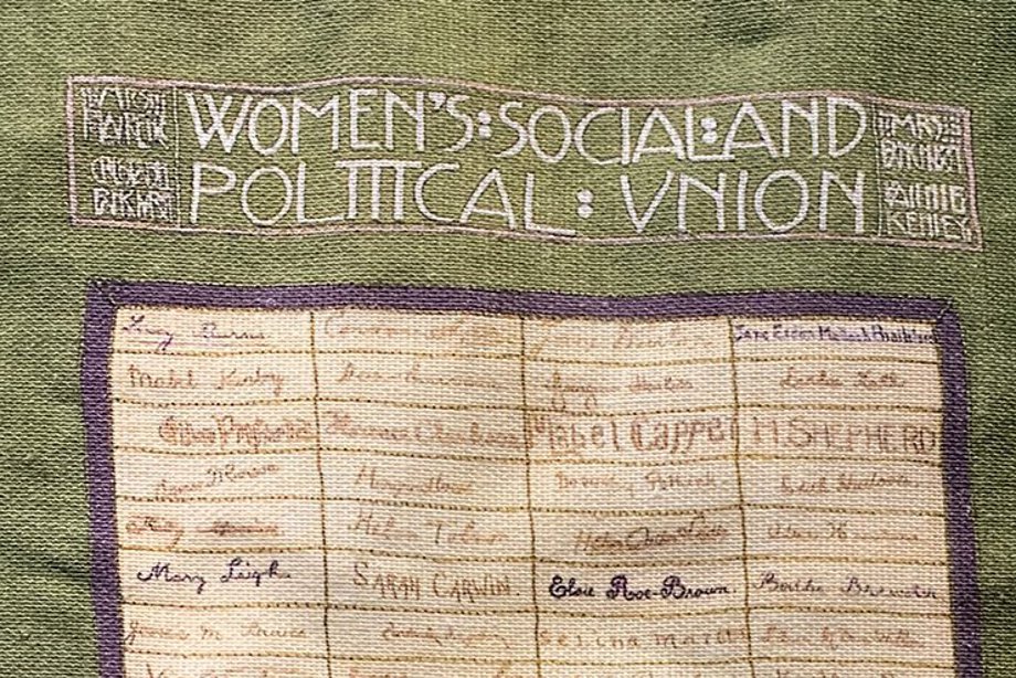An embroidered banner 