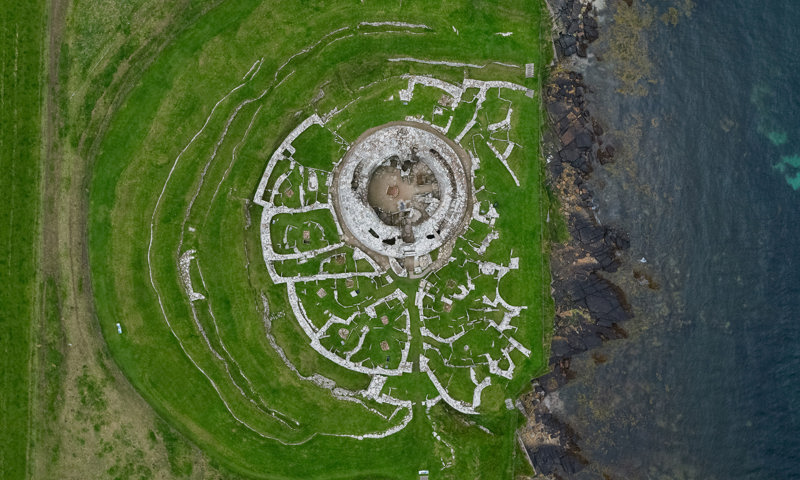 Aerial image of the Broch of Gurness on Orkney