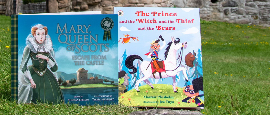 Theresa Breslin's book 'Mary Queen of Scots: Escape from the Castle' and Alastair Chisholm's book 'The Prince and the Witch and the Thief and the Bears'