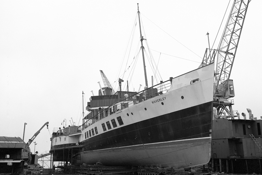A steamer ship in a dockyard