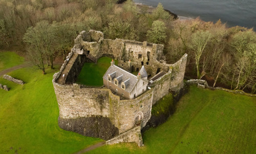 Aerial view of Dunstaffnage Castle