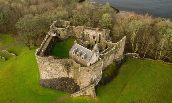 Aerial view of Dunstaffnage Castle