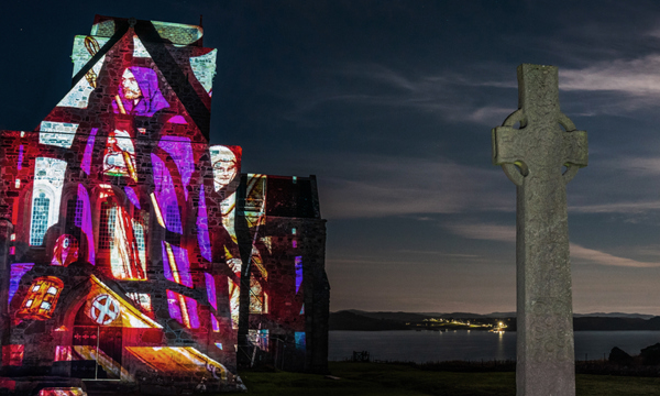 Light display on a wall