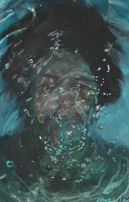 Acrylic Painting with a woman submerged in water