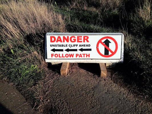 Danger signs have been erected as the path along Seaton Cliffs, Arbroath has been diverted inland due to coastal erosion.