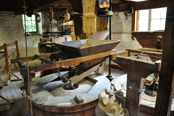 ancient grain milling craft with a complete working set of original milling machinery