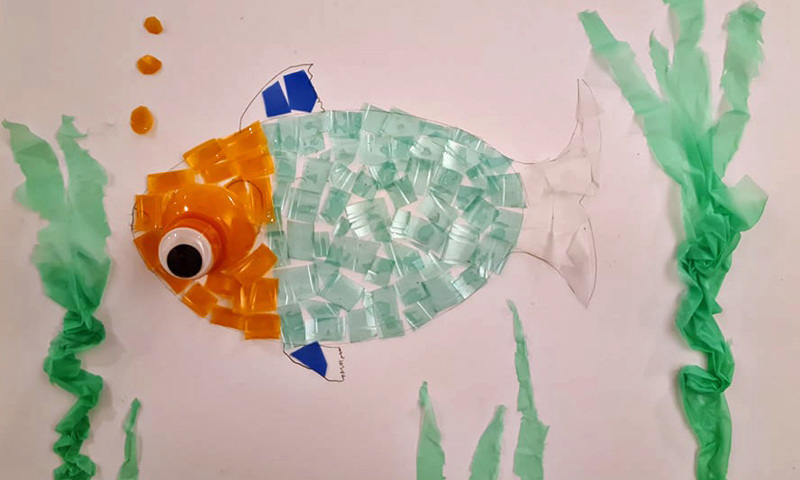 A fish collage made of plastic