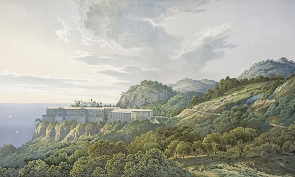 Painting of mountain landscape scene