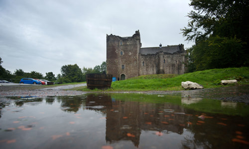 General view of the exterior of Doune Castle