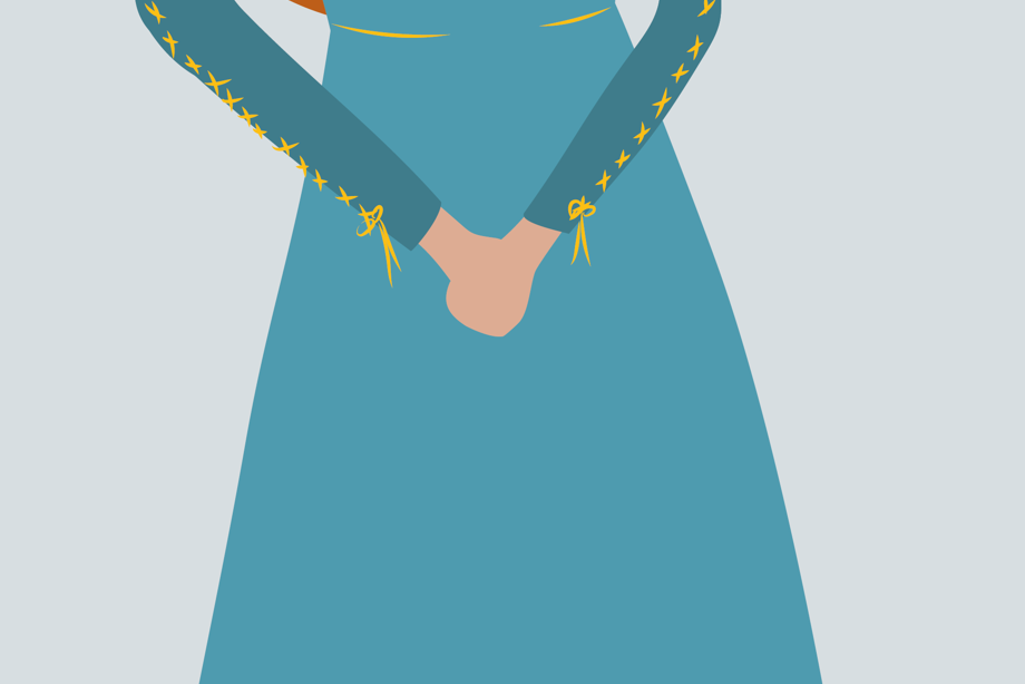 Illustration of a woman in a long dress