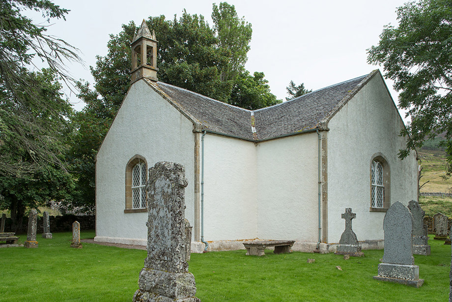 A modest countryside church with white limewashed walls and a slate roof. Image reference number: DP_246542