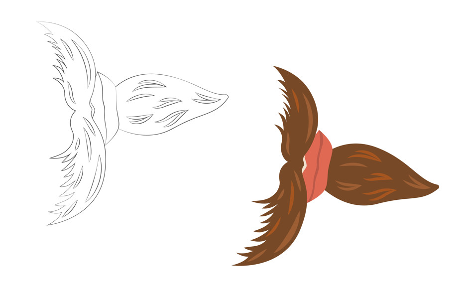 Line drawing of beard disguise and full colour version next to it.